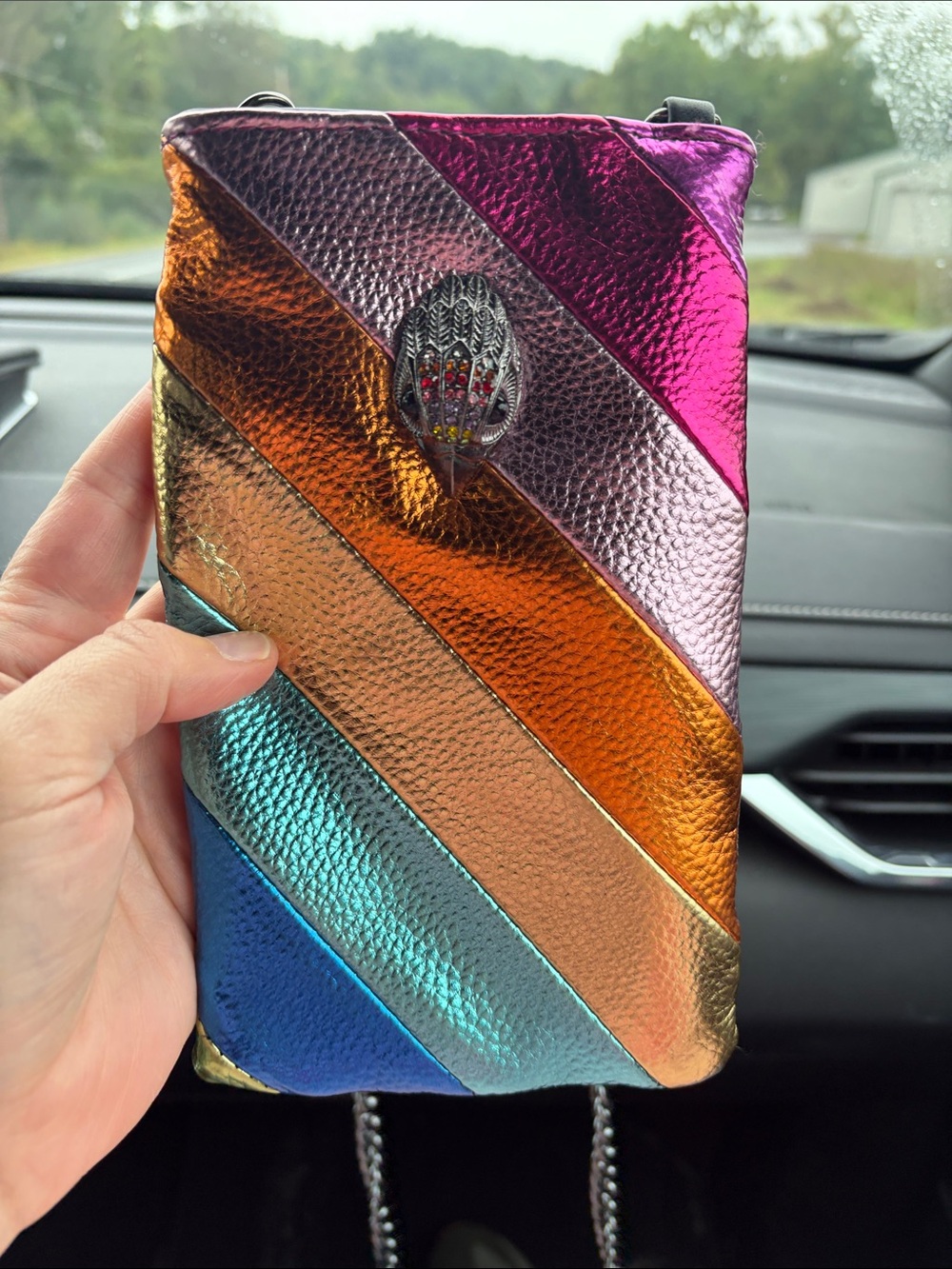 Metallic Rainbow Crossbody Phone Bag - Multicolor